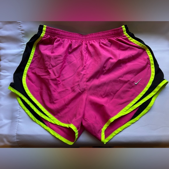 Nike Dri-Fit Fuchsia and Neon Yellow Athletic Shorts - Picture 1 of 4